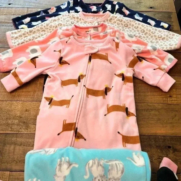 Six Carter’s Fleece Footie Pajamas - Picture 3 of 7